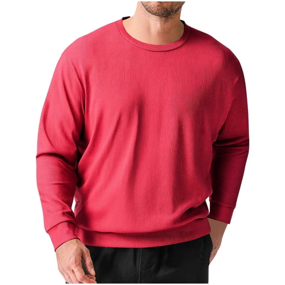 hotojiny Mens Long Sleeve T Shirts Crew Neck Casual Basic Tee Shirt Lightweight Pullover Plain Shirts for Big and Tall
