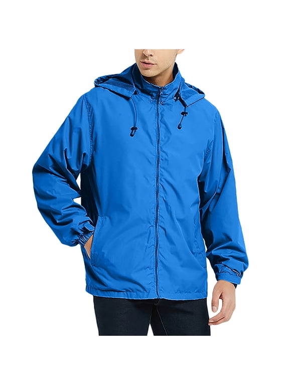 Mens Mountain Jackets Lightweight Hooded Zip up Windbreaker Jackets Water Resistant Outdoor Hiking Fishing Coats