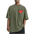 thumbnail image 1 of hotojiny Mens Oversized T-Shirts Fashion Loose Fit Crewneck Tshirt Streetwear Heart Short Sleeve Tee Shirt Summer Tops, 1 of 5