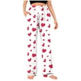 thumbnail image 1 of hotojiny Mens Pajama Pants Breathable Wide Leg Pj Bottoms Lightweight Elastic Waist Heart Valentine's Day Sleepwear S-3XL, 1 of 5
