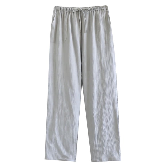 hotojiny Mens Pajama Pants Casual Drawstring Summer Beach Pants Lightweight Solid Color Elastic Waist Travel Trousers