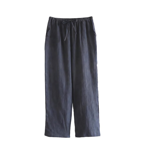 hotojiny Mens Pajama Pants Casual Drawstring Summer Beach Pants Lightweight Solid Color Elastic Waist Travel Trousers