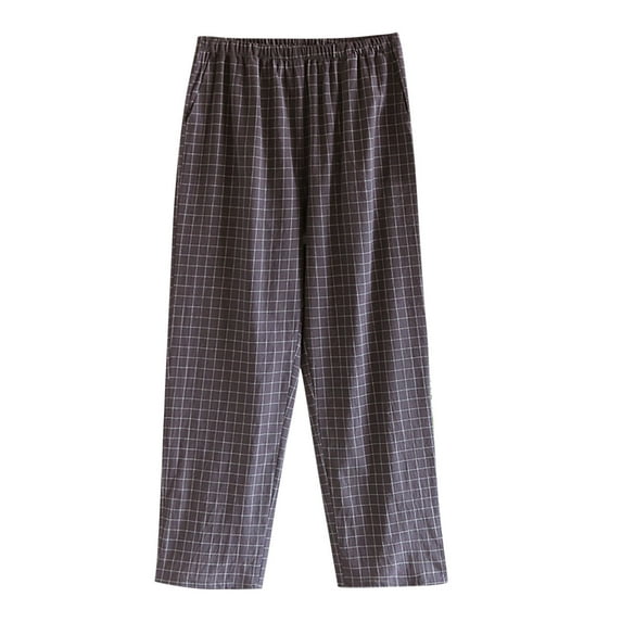hotojiny Mens Pajama Pants Cotton Lightweight Plaid Sleep Pants Lounge Elastic Waist Pj Bottoms with Pockets Fall Outfit S-Xl