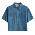 thumbnail image 1 of hotojiny Mens Plaid Shirts Fashion Short Sleeve Button down Shirt Lightweight Collared Cropped Summer Casual Top with Pocket, 1 of 5