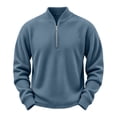 thumbnail image 1 of hotojiny Mens Quarter Zip Pullover Casual Textured Golf Shirts Lightweight Long Sleeve Sweatshirt for Hiking Workout(Blue,Large), 1 of 7