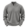 thumbnail image 1 of hotojiny Mens Quarter Zip Pullover Casual Textured Golf Shirts Lightweight Long Sleeve Sweatshirt for Hiking Workout(Gray,Small), 1 of 7