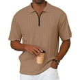 thumbnail image 1 of hotojiny Mens Quarter Zip Shirts Knit Textured Casual Short Sleeve Golf Shirt Lightweight Loose Fit Pullover Summer Tops, 1 of 3