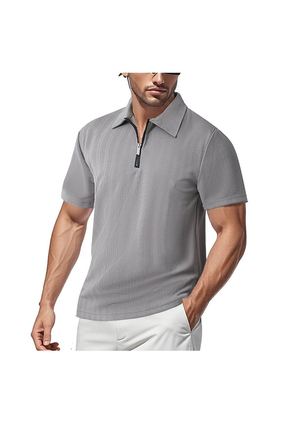 Mens Quarter Zipper Shirts Short Sleeve Performance Outdoor Golf Shirt Lightweight Textured Collared Work Athletic Shirt