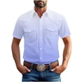 thumbnail image 1 of hotojiny Mens Short Sleeve Work Shirt Casual Gradient Button Down Shirts Stretch Outdoor Hiking Fishing Cargo Shirt with Pockets, 1 of 7