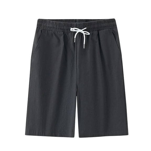 hotojiny Mens Shorts Casual Elastic Waist Drawstring Short Pants Big and Tall Straight Leg Summer Beach Shorts with Pockets