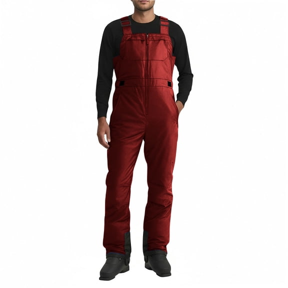 hotojiny Mens Snow Bibs Adjustable Straps Windproof Thermal Snow Bibs Overalls for Men Winter Warm Zipper Work Coveralls with Pockets