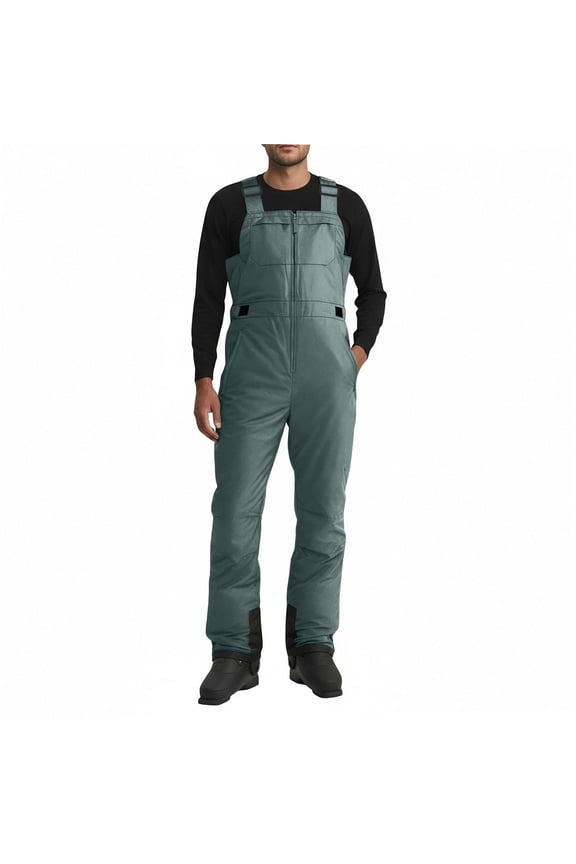 Mens Snow Bibs Adjustable Straps Windproof Thermal Snow Bibs Overalls for Men Winter Warm Zipper Work Coveralls with Pockets