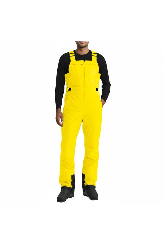 Mens Snow Bibs Adjustable Straps Windproof Thermal Snow Bibs Overalls for Men Winter Warm Zipper Work Coveralls with Pockets