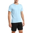 thumbnail image 1 of hotojiny Mens Summer Track Suits 2 Piece Shorts Sets Fashion Short Sleeve Top Loose Fit Shorts Workout Sweatsuit Outfits(Light Blue,Medium), 1 of 6