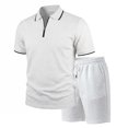 thumbnail image 1 of hotojiny Mens Summer Track Suits 2 Piece Shorts Sets Short Sleeve Sweatsuit Outfits Quarter Zip Golf Shirts Loungewear(White,X-Large), 1 of 5