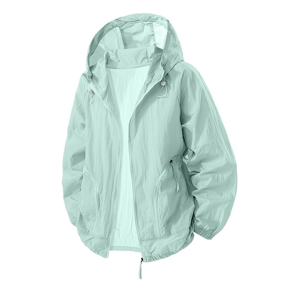 hotojiny Mens Sun Protection Jacket Breathable Outdoor Cycling Jacket Solid Color Full Zip Hoodie Fall Clothing