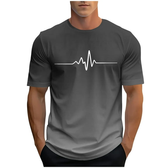 hotojiny Mens T Shirt Short Sleeve Crew Neck Soft Fitted Tees Classic Gradient Printed Fashion Tshirts Summer Tops M-3XL