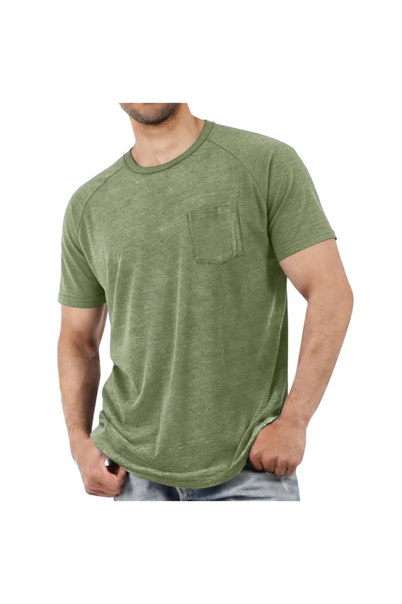 Mens T Shirts Soft Lightweight Short Sleeve Crewneck Shirts for Men Washed Pocket Tees Casual Athletic Gym Summer Tops