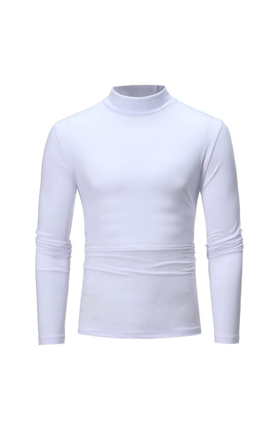 Mens T-Shirts Soft Mock Neck Slim Fit Fall Undershirts Winter Thermal Long Sleeve Stretch Solid Basic Pullover