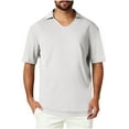 thumbnail image 1 of hotojiny Mens V Neck Shirts Short Sleeve Lightweight Business Collared Shirts Loose Fit Performance Golf Shirts for Men Big and Tall, 1 of 7