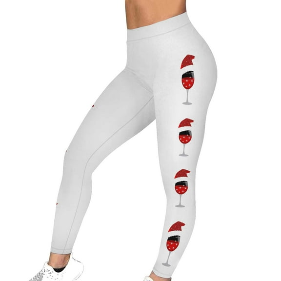 hotojiny Merry Christmas Leggings for Women Stylish Print High Waisted No See-Through Soft Yoga Pants Comfortable Cute Tights