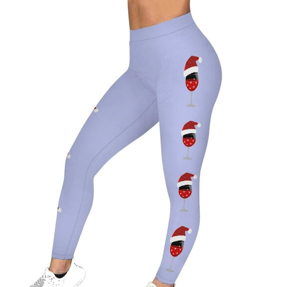 hotojiny Merry Christmas Leggings for Women Stylish Print High Waisted No See-Through Soft Yoga Pants Comfortable Cute Tights
