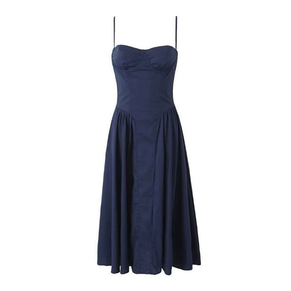 hotojiny Midi Dresses for Women 2024 Casual Spaghetti Strap Sleeveless Dress Fashion Wedding Guest Party Dresses