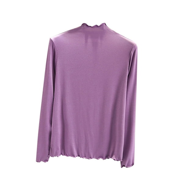 hotojiny Mock Neck Shirts for Women Long Sleeve Soft Pajama Tops Lightweight Slim Base Layer Fall Fashion T-Shirt