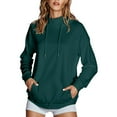 thumbnail image 1 of hotojiny Mock Neck Sweatshirt for Women Fall Winter Fleece Long Sleeve Hoodies Thermal Hooded Pullover Top with Drawstring, 1 of 7