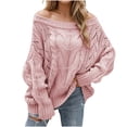 thumbnail image 1 of hotojiny Off the Shoulder Tops for Women Oversized Sweaters Fall Outfits Fashion Cable Knit Pullover Fall Clothes Long Sleeve Shirts, 1 of 6