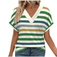 thumbnail image 1 of hotojiny Oversized T-Shirts for Women Stylish Striped V Neck Loose Tee Summer Breathable Short Cap Sleeve Casual Tops, 1 of 6