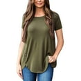 thumbnail image 1 of hotojiny Oversized Tshirt for Women Summer Trendy Button Side Slit Casual Tee Lightweight Crew Neck Short Sleeve Loose Tunic Tops, 1 of 6