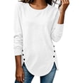 thumbnail image 1 of hotojiny Oversized Tshirts for Women Crewneck Curved Hem Tunic Tees Long Sleeve Loose Basic Tops Fall Pullover(White,X-Large), 1 of 7