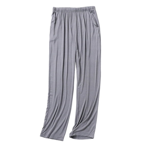 hotojiny Pajama Pants for Men Comfortable Loose Fit Pj Bottoms Pleated Elastic Waist Solid Color Sleep Pants for Big and Tall