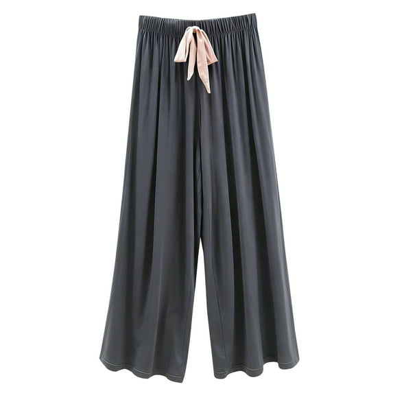 hotojiny Pajama Pants for Women Comfy Casual Wide Leg Pj Bottoms Palazzo Lounge Yoga Pants Flowy Pleated Sleepwear