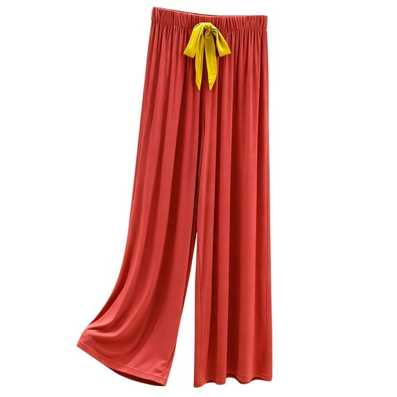 hotojiny Pajama Pants for Women Comfy Casual Wide Leg Pj Bottoms Palazzo Lounge Yoga Pants Flowy Pleated Sleepwear