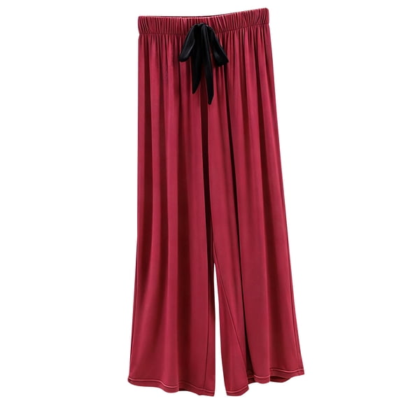 hotojiny Pajama Pants for Women Comfy Casual Wide Leg Pj Bottoms Palazzo Lounge Yoga Pants Flowy Pleated Sleepwear