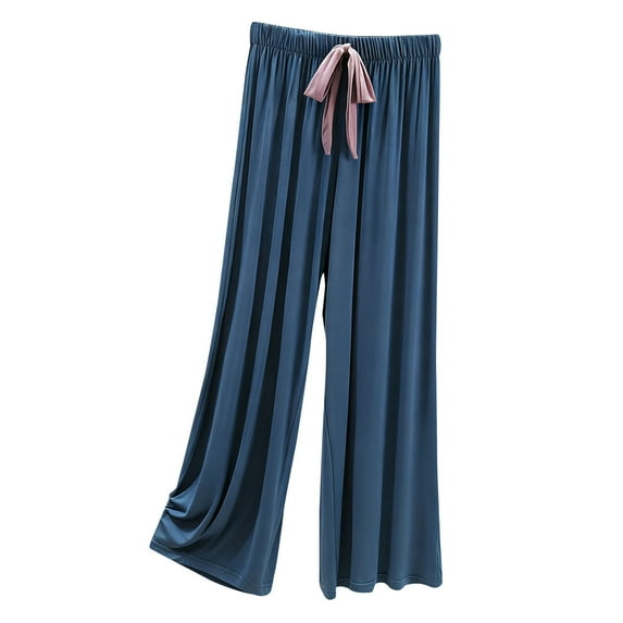 hotojiny Pajama Pants for Women Comfy Casual Wide Leg Pj Bottoms Palazzo Lounge Yoga Pants Flowy Pleated Sleepwear
