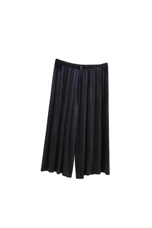 Pajama Pants for Women Comfy Lounge Pj Bottoms Soft Pleated Sleep Trousers Breathable Palazzo Wide Leg Plus Size Sleepwear