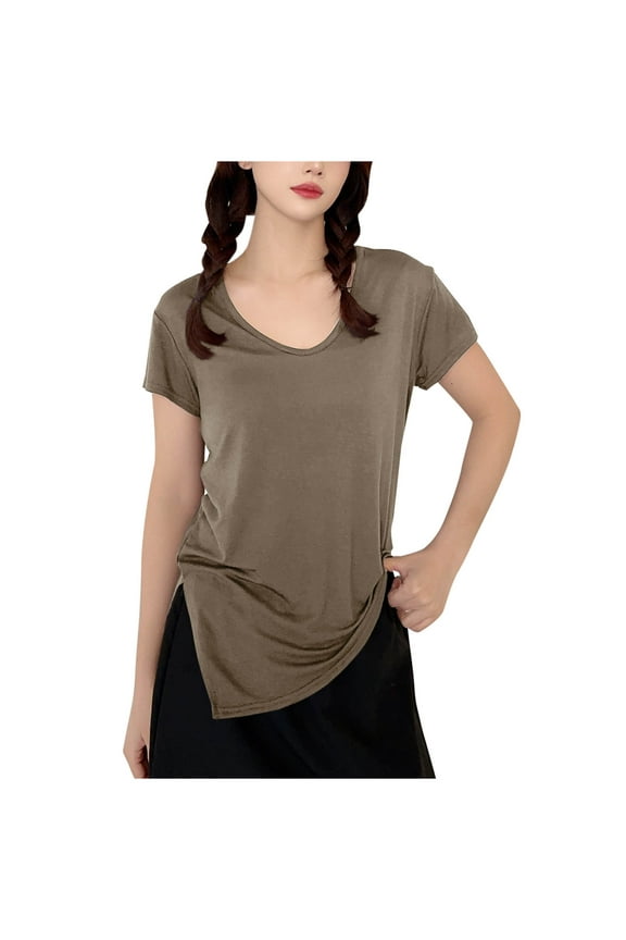 Pajama Shirts for Women Oversized Boyfriend Short Sleeve V Neck Sleep Tops Soft Comfy Side Slit Summer Clothes Loungwear