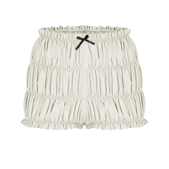 hotojiny Pajama Shorts for Women Cute Bow Low Rise Ruffle Hem Pj Bottoms Lounge Soft Ruched Mini Boxer Shorts Sleepwear