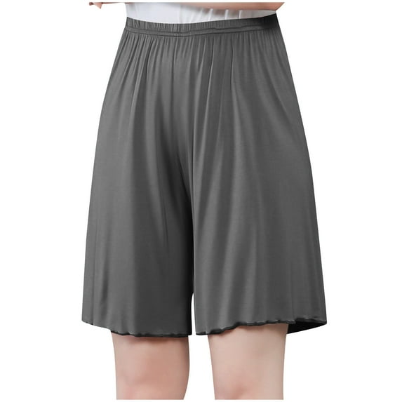 hotojiny Pajama Shorts for Women High Elastic Waisted Knee Length Yoga Shorts Plus Size Lounge Solid Shorts
