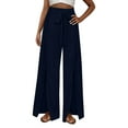 thumbnail image 1 of hotojiny Palazzo Pants for Women Tie Front Wide Leg High Waisted Flowy Boho Beach Pants Stylish Split Vacation Pants, 1 of 7