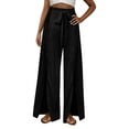 thumbnail image 1 of hotojiny Palazzo Pants for Women Tie Front Wide Leg High Waisted Flowy Boho Beach Pants Stylish Split Vacation Pants, 1 of 7