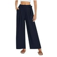 thumbnail image 1 of hotojiny Palazzo Pants for Women Wide Leg Baggy Trousers Elastic High Waisted Casual Beach Pants with Pockets Knot, 1 of 5