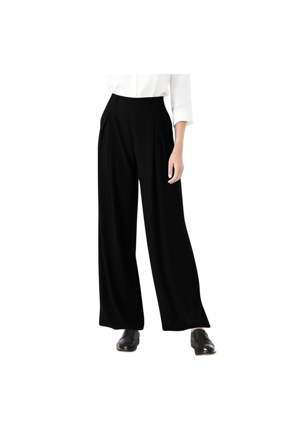Plus Size Dress Pants Women High Waisted Pleated Business Casual Trousers Wide Leg Stretchy Work Slacks with Pockets
