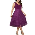 thumbnail image 1 of hotojiny Plus Size Dresses for Women V Neck Sleeveless Sequin Dress Wedding Guest Cocktail Evening Party Midi Dress, 1 of 3
