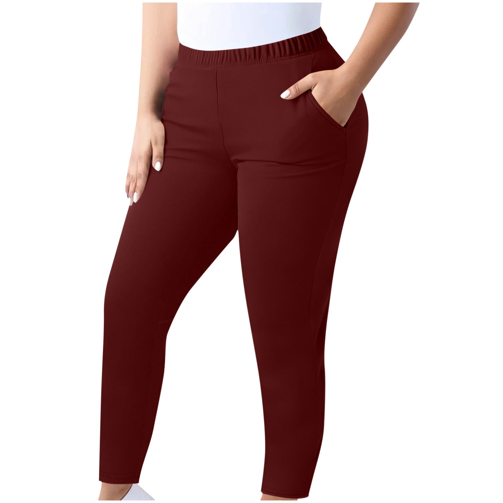 Plus Size Leggings with Pockets for Women High Waisted Soft Workout Yoga Pants Full Length Non See Through Lounge Tights
