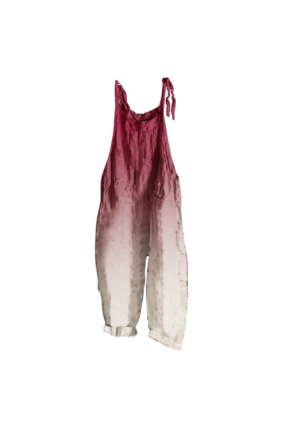 Plus Size Linen Overalls for Women Baggy Lounge Summer Beach Rompers Casual Loose Wide Leg Pant Jumpsuits