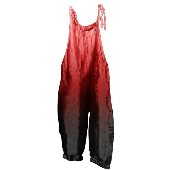 hotojiny Plus Size Linen Overalls for Women Baggy Lounge Summer Beach Rompers Casual Loose Wide Leg Pant Jumpsuits